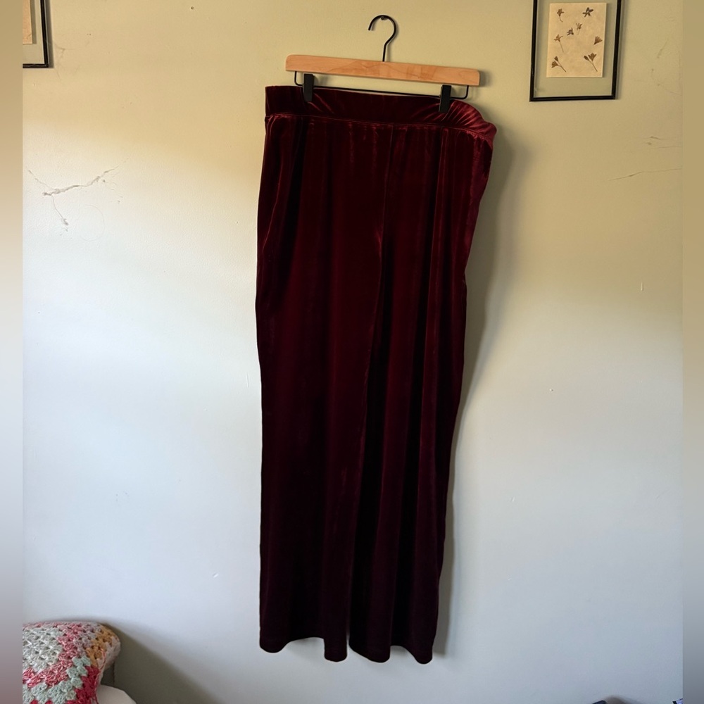 Maroon Velvet wide leg pants